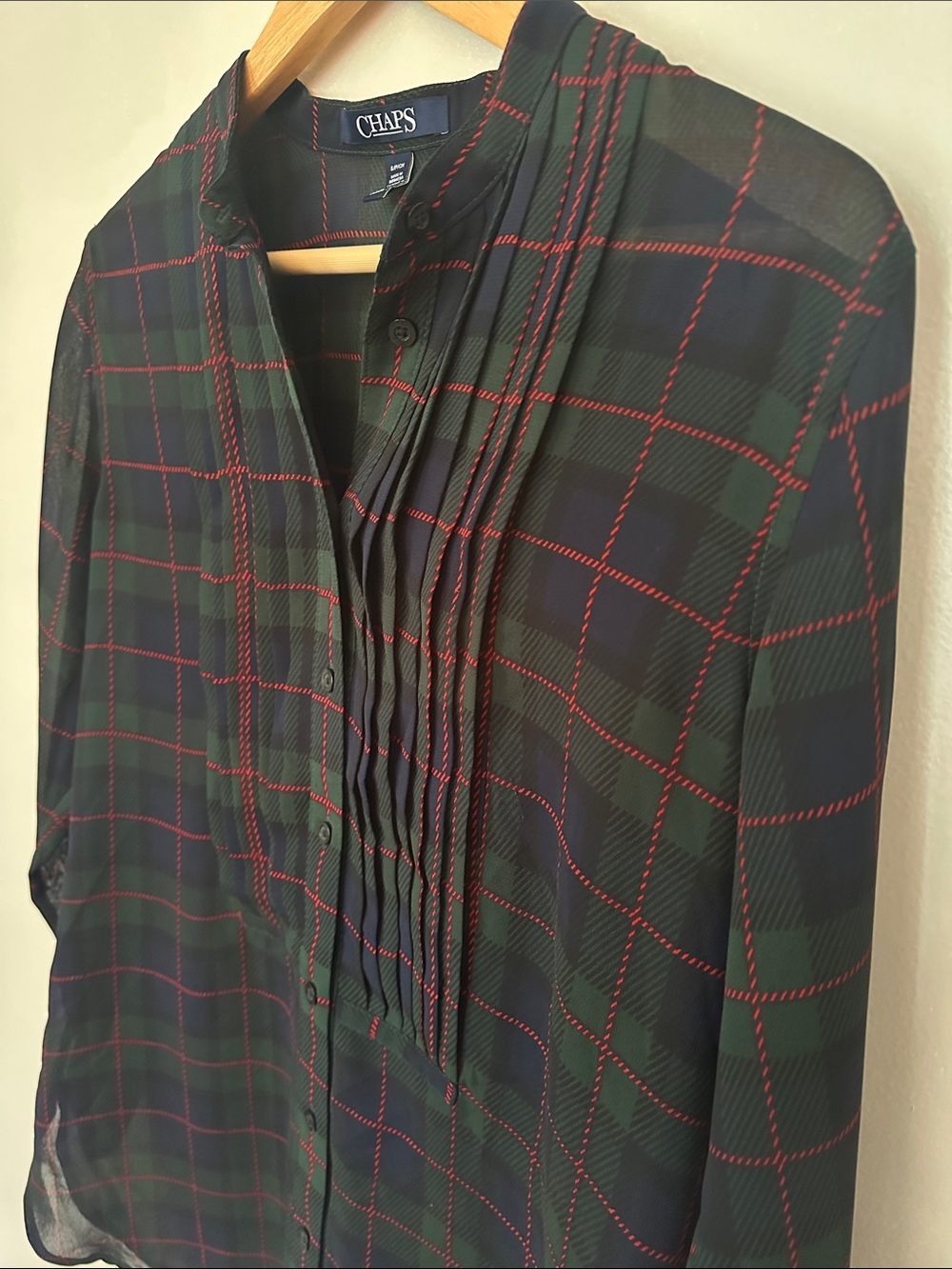 Chaps Plaid Button-Up Blouse - Picture 3 of 7
